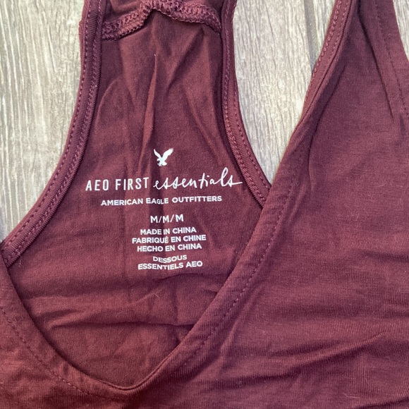 American Eagle Cropped Tank Top Burgundy - Picture 2 of 5